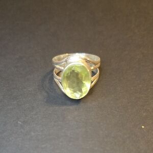 Sterling silver, .925, yellow stone, size 11 ring